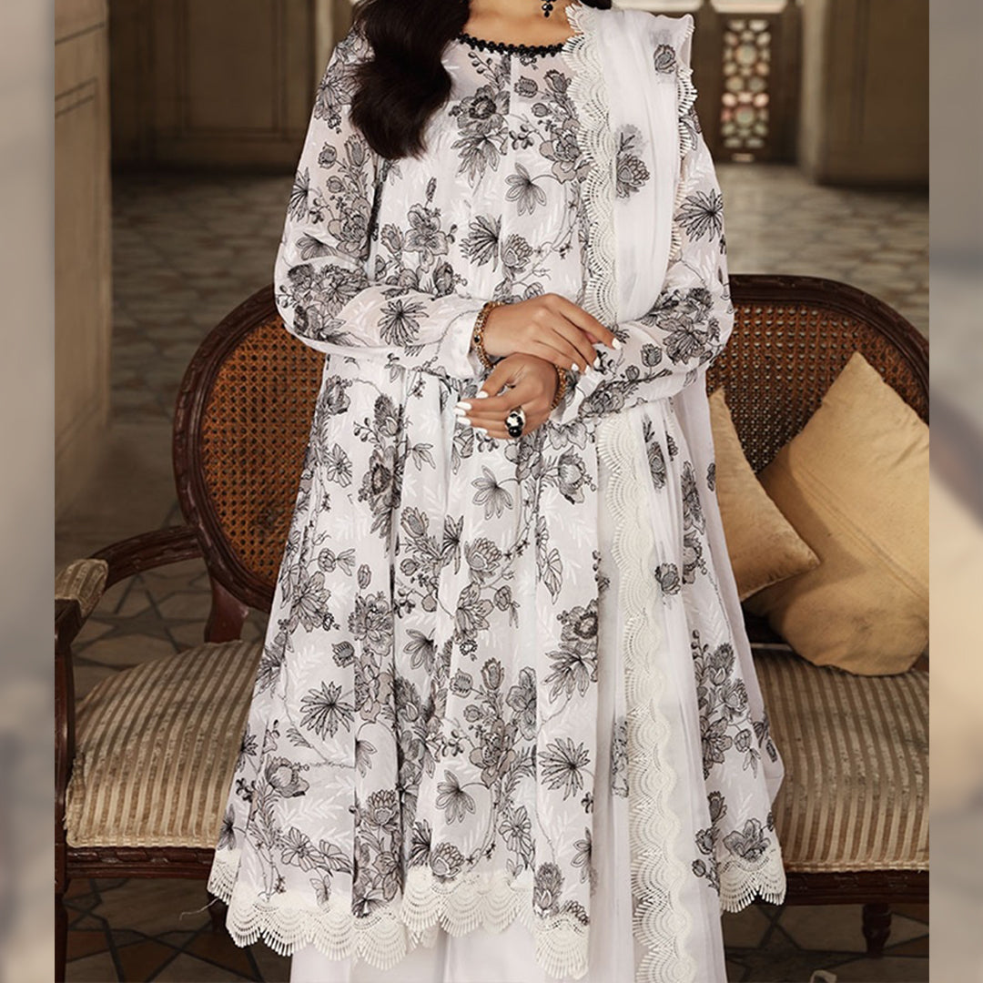 Black lily Embroidered Lawn