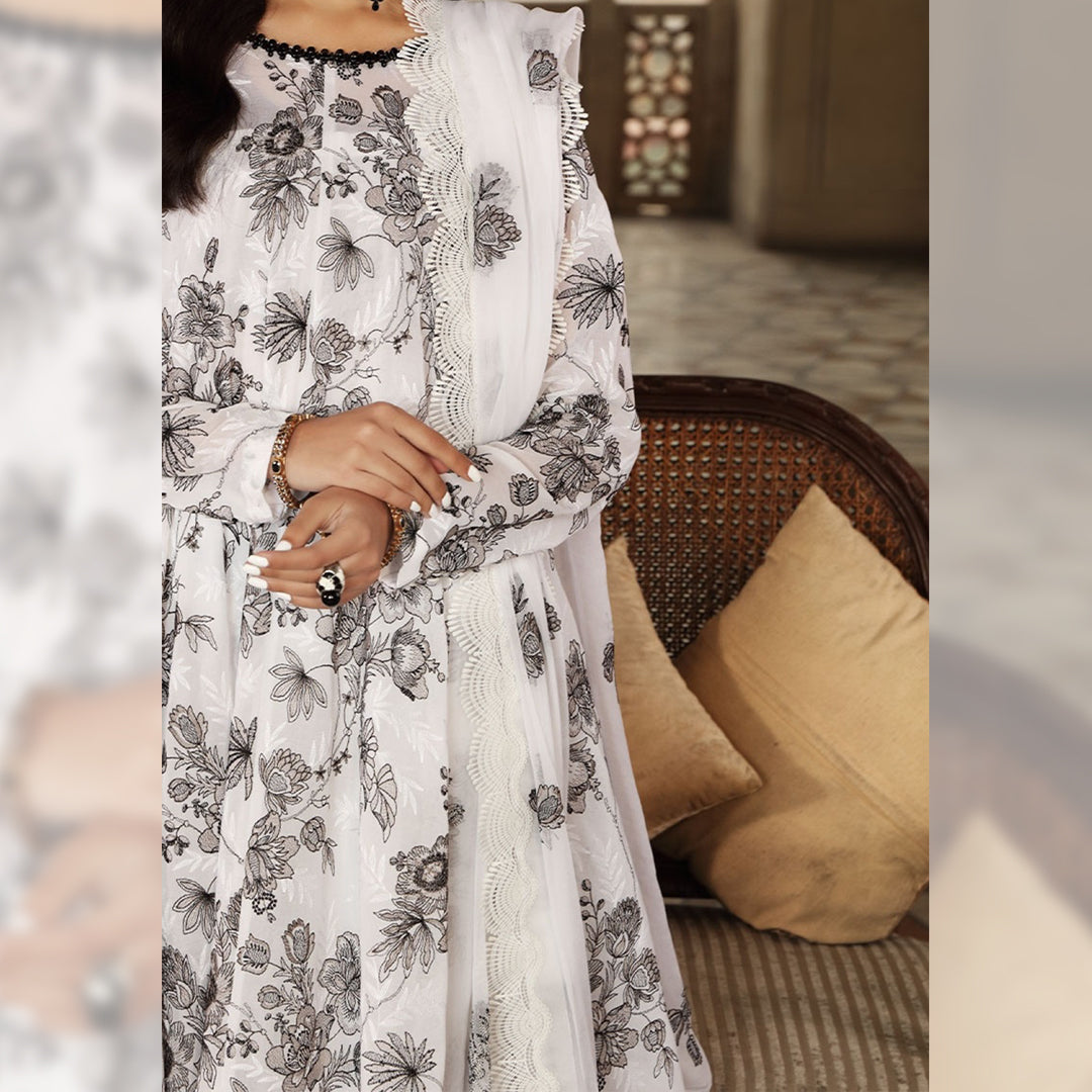 Black lily Embroidered Lawn