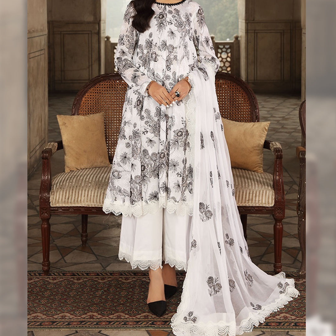 Black lily Embroidered Lawn