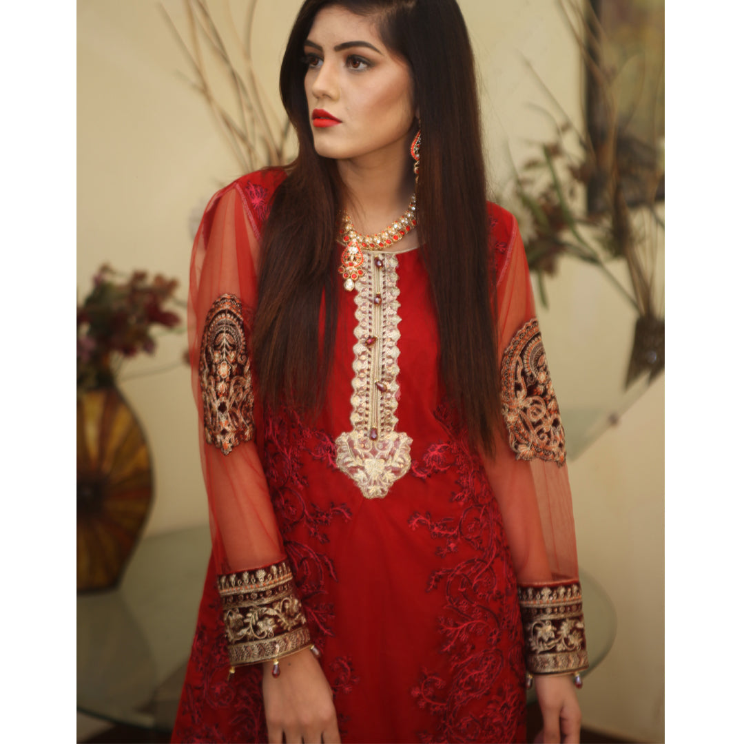 Red Embroidery Suit