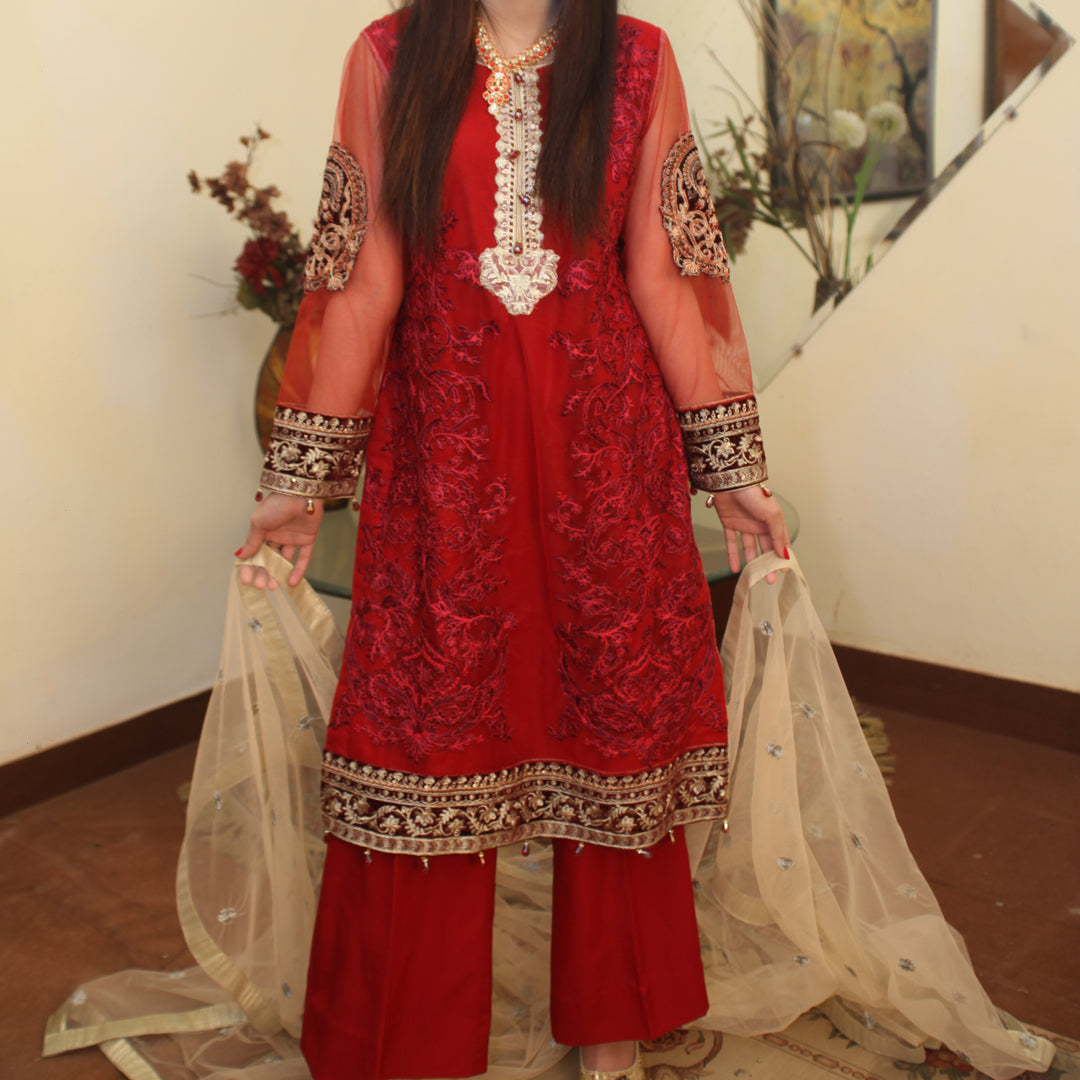 Red Embroidery Suit