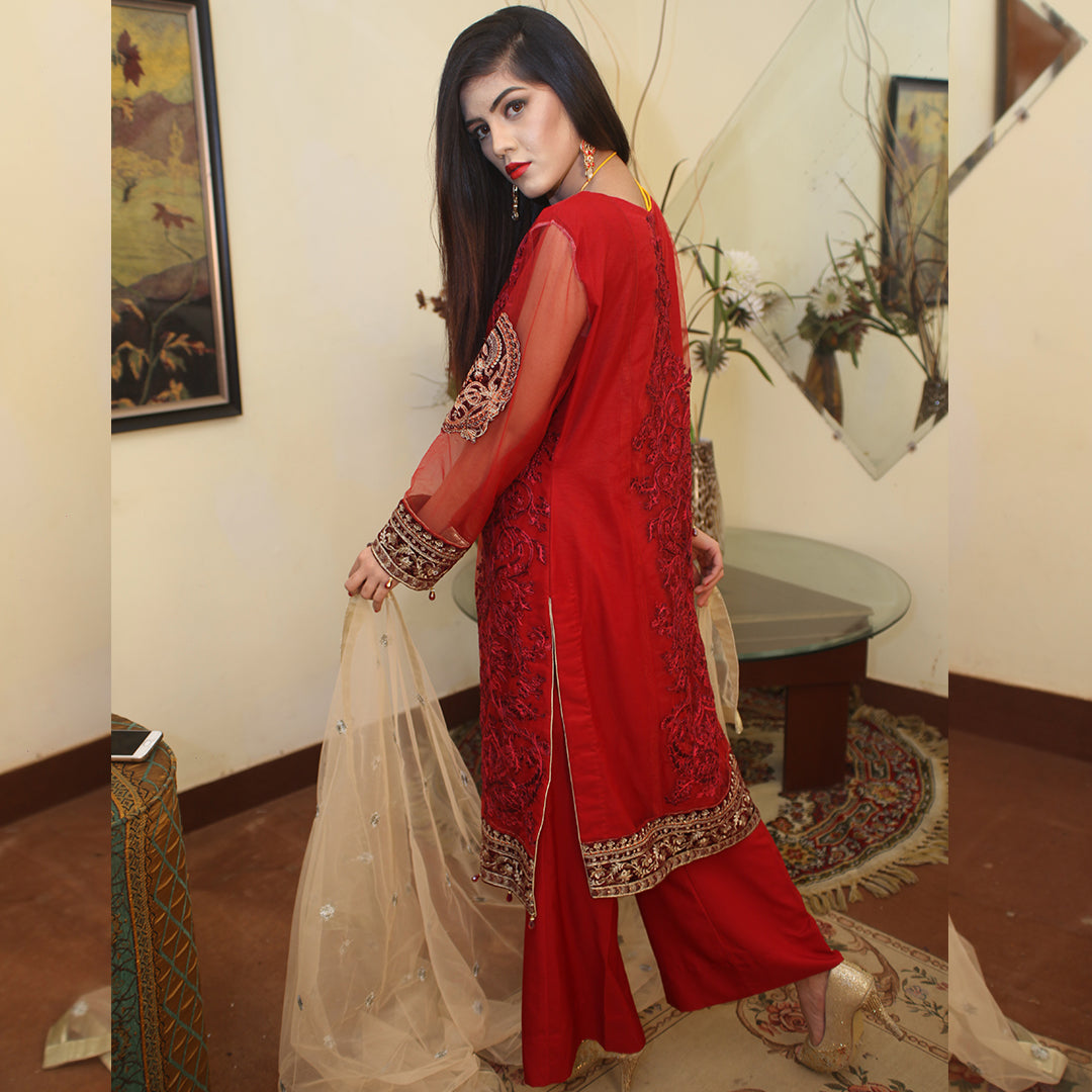 Red Embroidery Suit