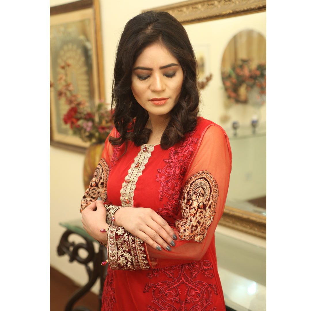Red Embroidery Suit