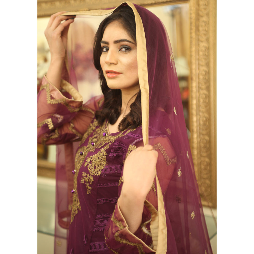 Purple Embroidery Suit
