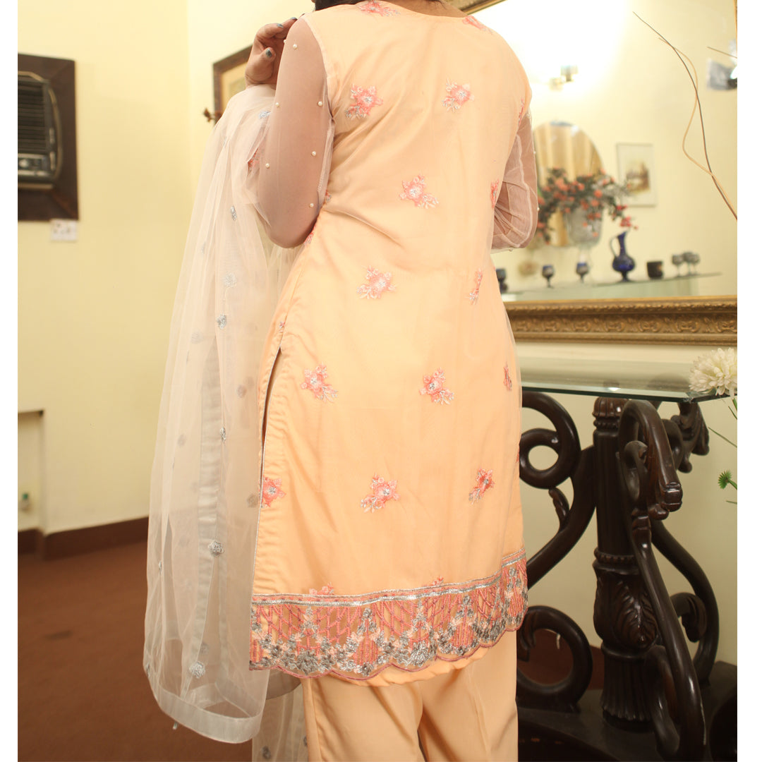 Peach Embroidery Suit