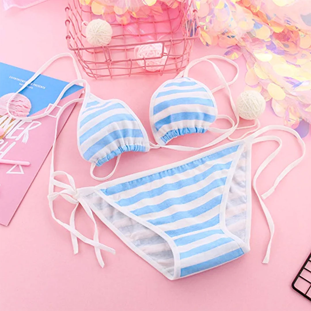 Sexy Bikini Triangle Stripe Bra Panty Set