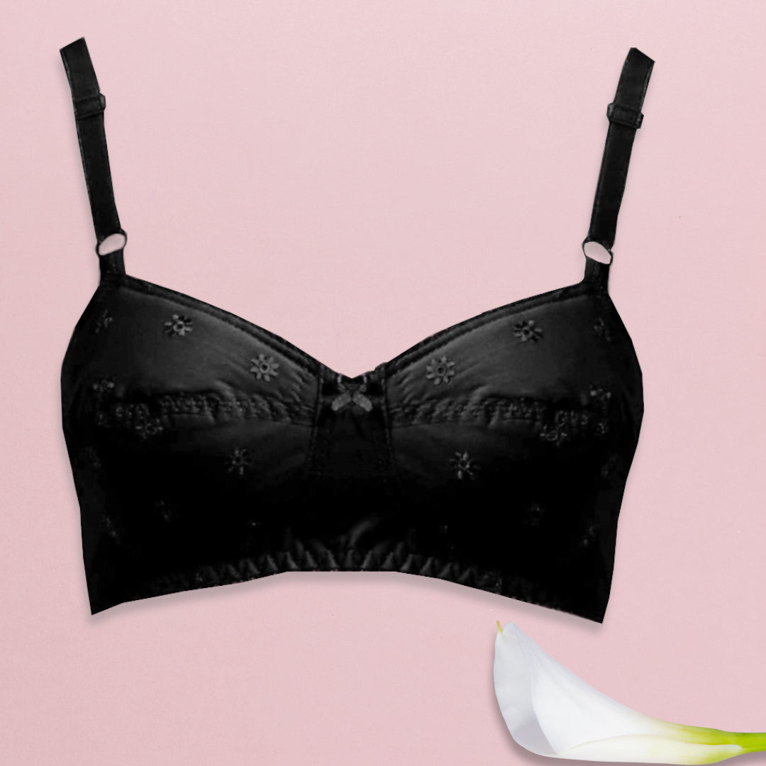 Black Non Wired Full Coverage Cotton Padded