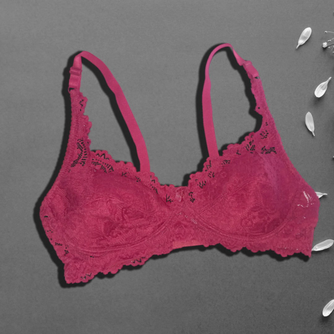 Maroon Luxury Light Padded European Lace Bra