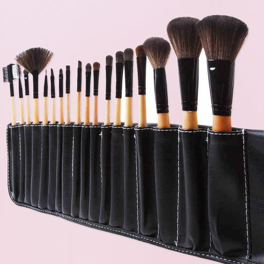18 Pcs Professionals Makeup Brushes with Leather Pouch