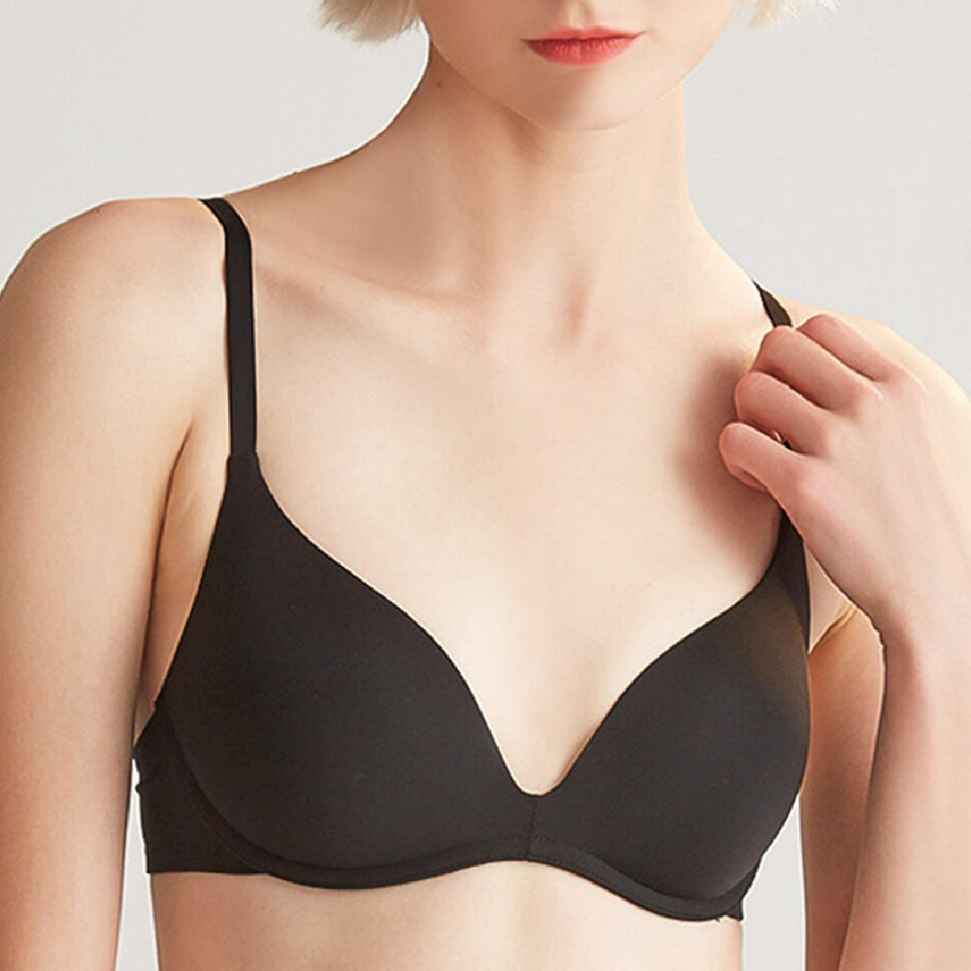 Deep V  Padded Non Wired Push up Bra